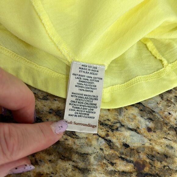 Soft Surroundings Yellow Embroidered Angelwing Top Size L - Picture 6 of 9